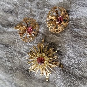 Vintage brooch or pendant with earrings